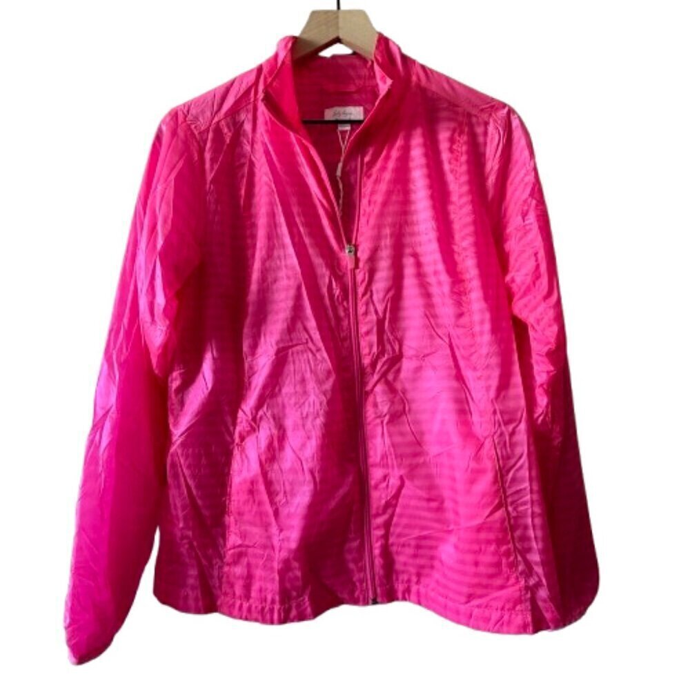 Women's M Lady Hagen Lightweight Golf Windbreaker Jacket Pink Striped